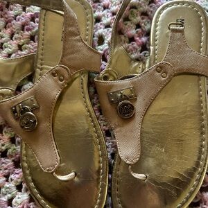 Michael Kors Gold and Tan Sandals